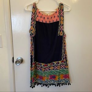 Anthropologie Akemi + Kin Blue Dress with Beading & Embroidery Detailing Sz S